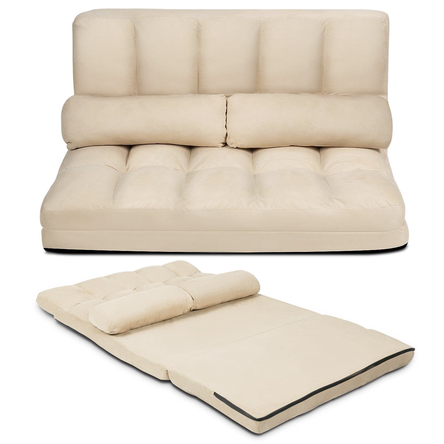 6-Position Foldable Floor Sofa Bed with Detachable Cloth Cover