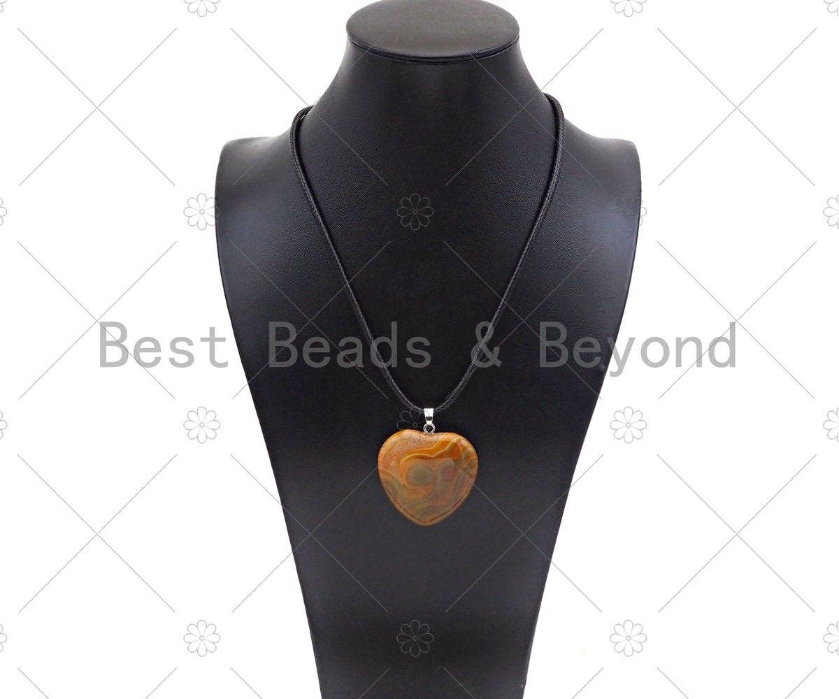 High Quality Natural Druzy Agate/Tiger Eye/Banded Agate Heart Pendant, Necklace Pendant, 40mm,Sku#YK17