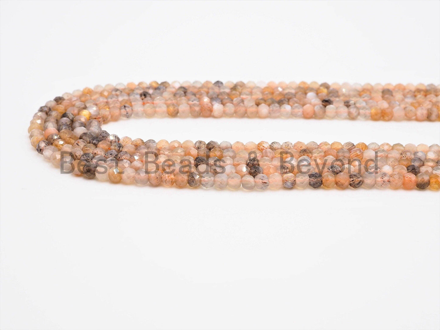 High Quality Natural Mixed Color Moonstone Beads,2x3mm/3x4mm Rondelle Faceted beads, Peach Gray Gemstone Beads, 15.5inch strand, SKU#U369
