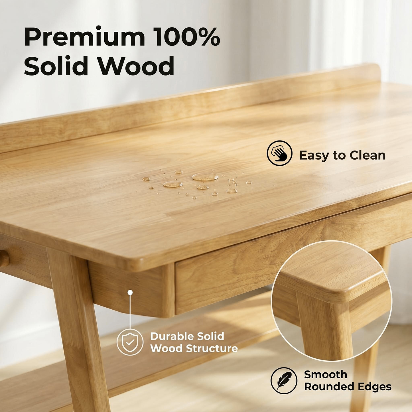Solid Wood Writing Desk for Home Office