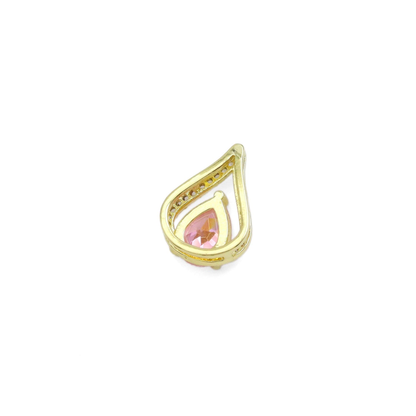 Pink Clear CZ Teardrop Charm/Necklace, Sku#LK926