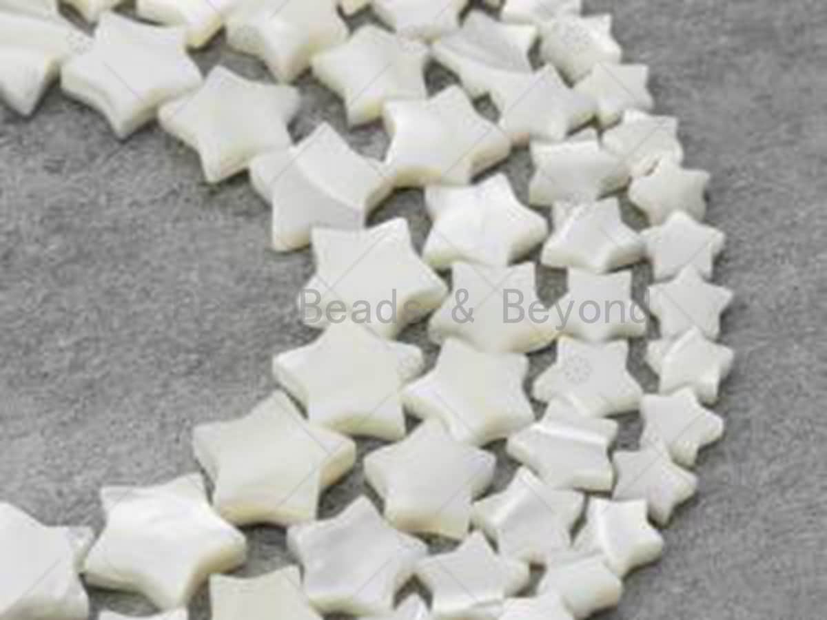 Quality White Shell Five Point Star Shape Beads, 6mm/8mm/10mm/12mm/15mm Mother of Pearl Beads, 15.5'' Full Strand, Sku#T12