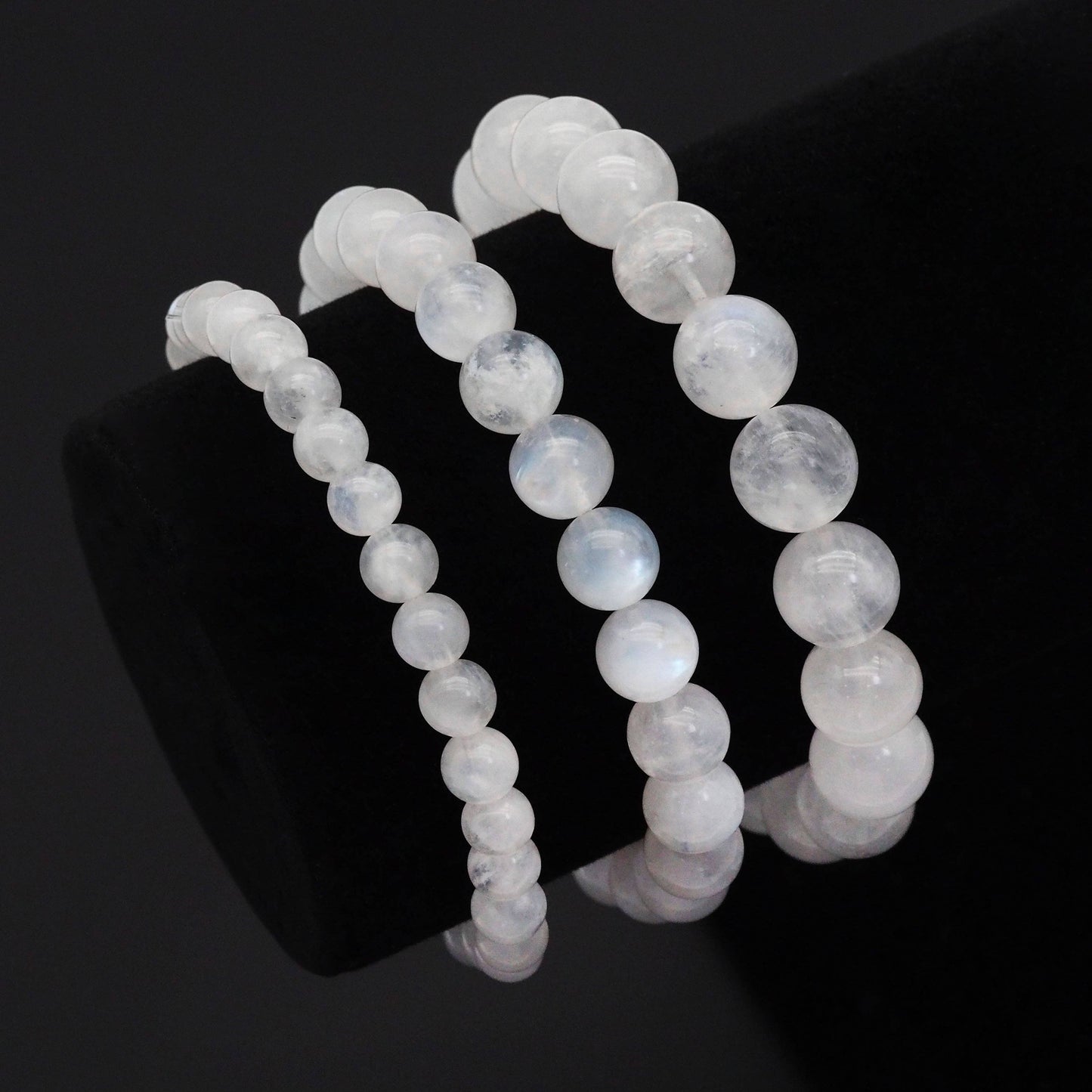 Genuine Blue Moonstone Round Stretchy Bracelet, Sku#U1762