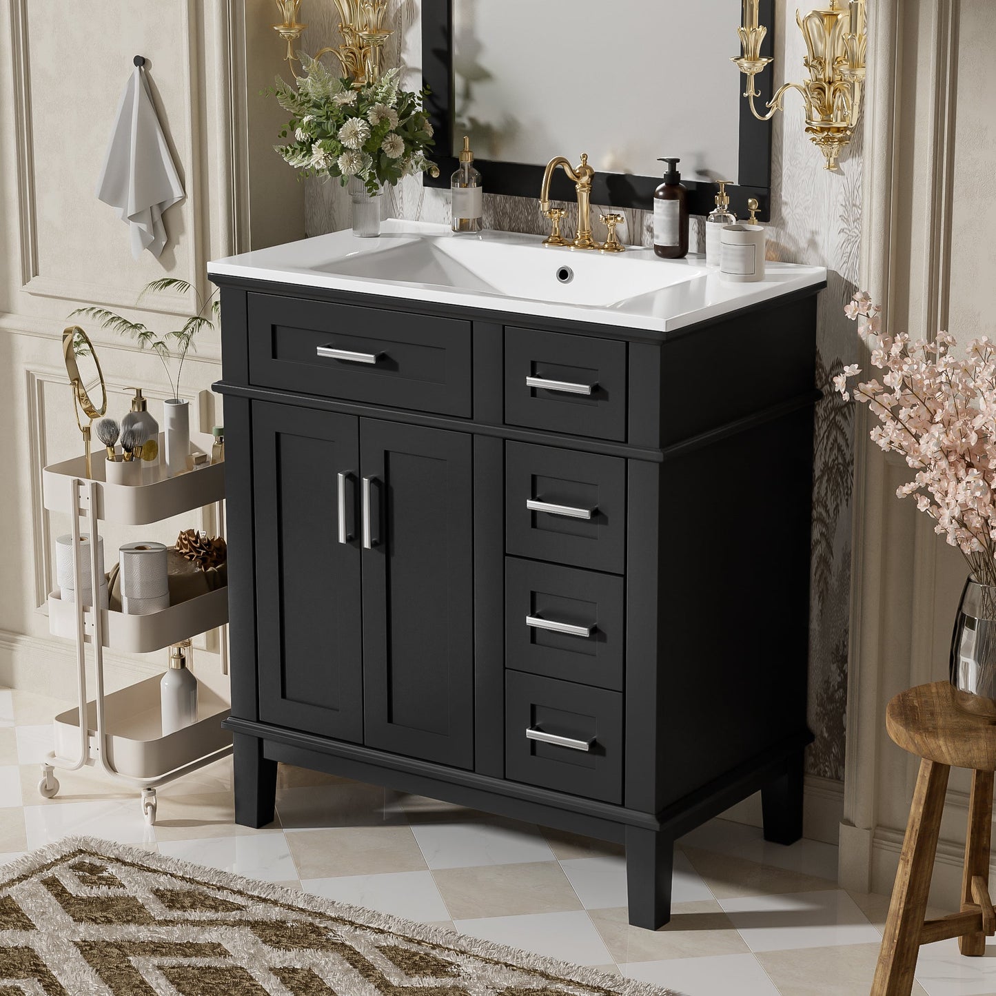 30" Bathroom Vanity with Ceramic Sink