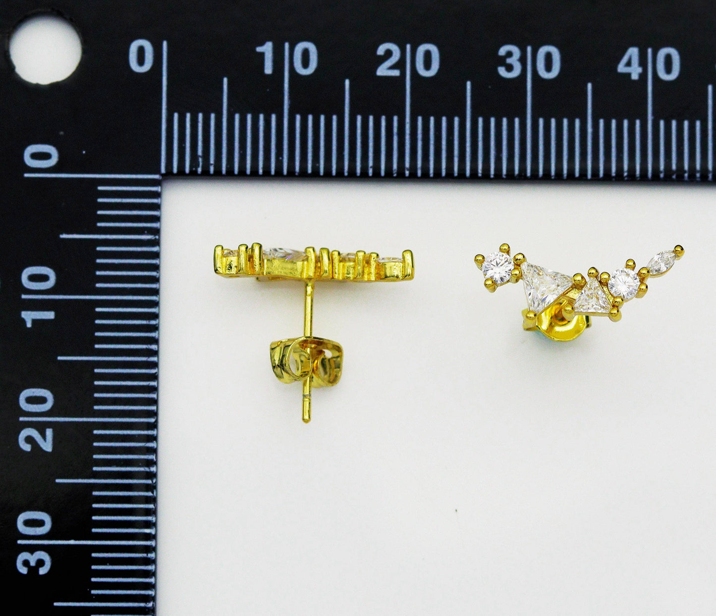 CZ Moon Stud Earrings, Sku#LK656