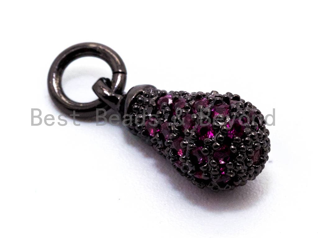 CZ Micro Pave Teardrop Shaped Dangle Charm, Cubic Zirconia Green Blue  Fuchsia Charms&Pendants, Pave Dangle Charms, 6x3mm, sku#F357
