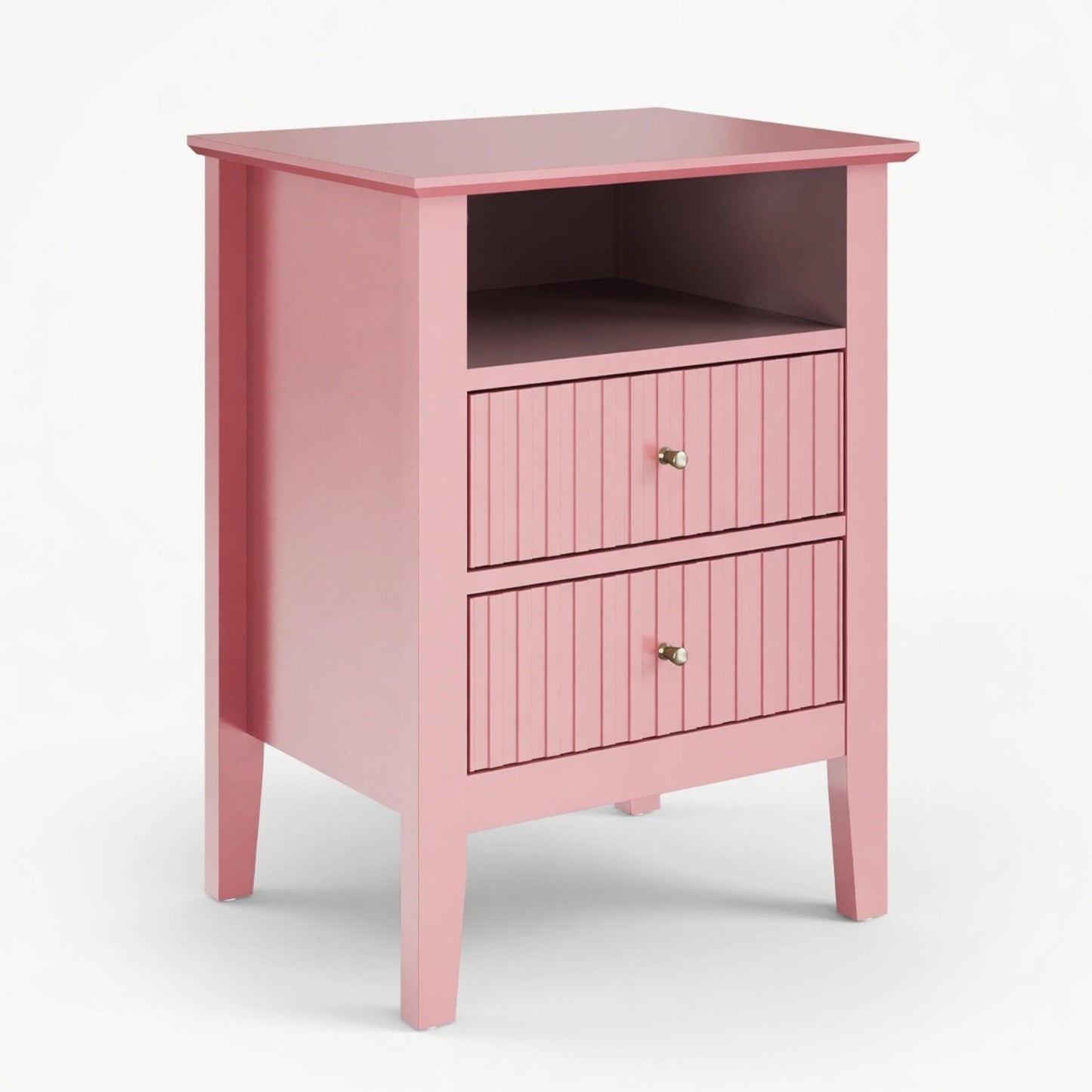 18" Fluted 2-Drawer Nightstand Set of 2, Modern