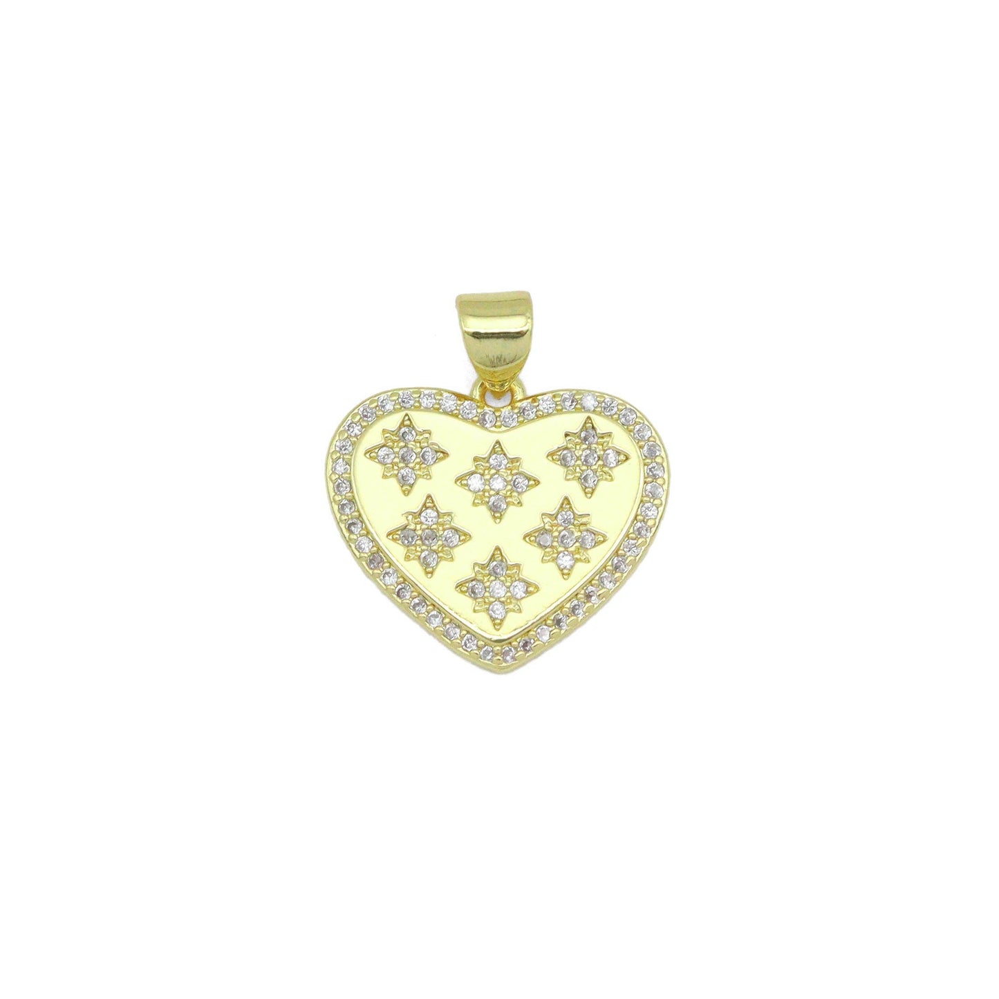 Star CZ On Heart Charm Pendant, Sku#LX774
