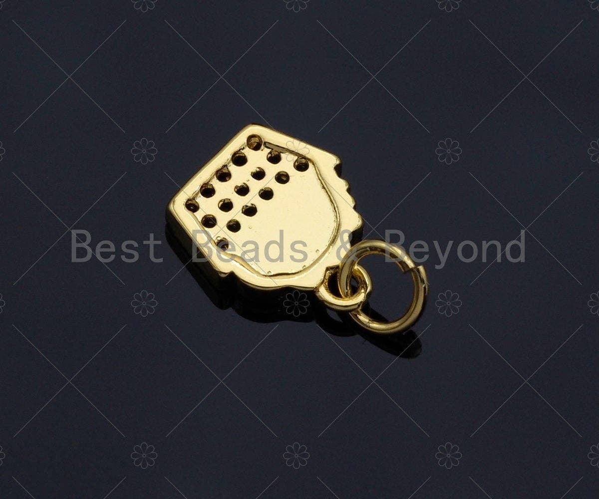 CZ Pave Enamel Cupcake Shape Pendant, Red Blue Cupcake Charm, July 4th Jewelry, 9x11mm,sku#LK117
