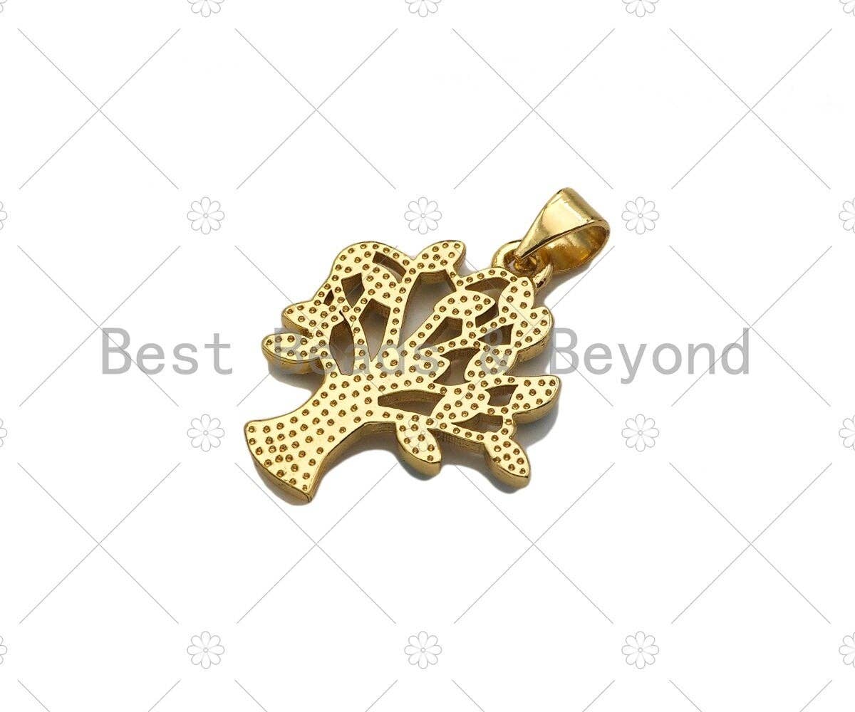 Enamel Evil Eye On Life Tree Shape Pendant, 18K Dainty Gold Charm, Necklace Bracelet Charm Pendant,19x22mm,Sku#JL32