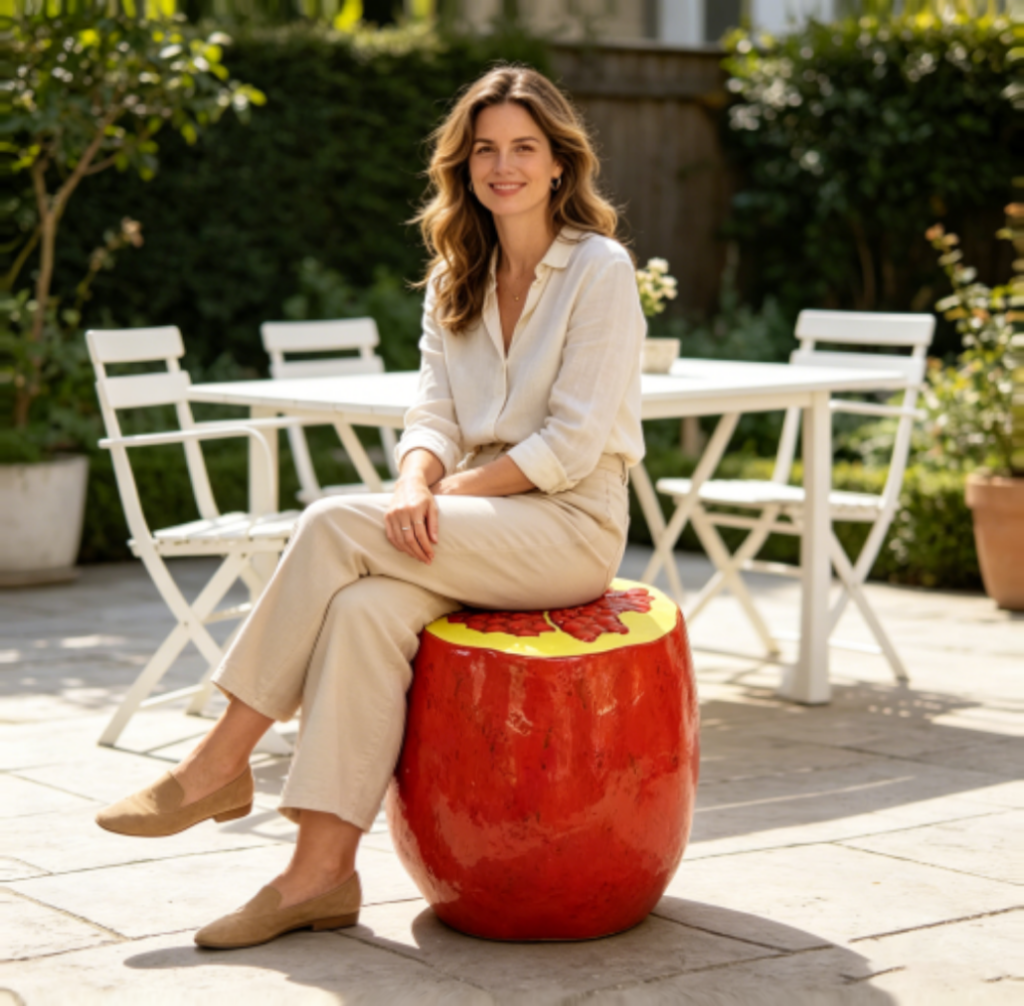 Pomegranate Fruit Stool - Oversized Resin Stool and Side Table