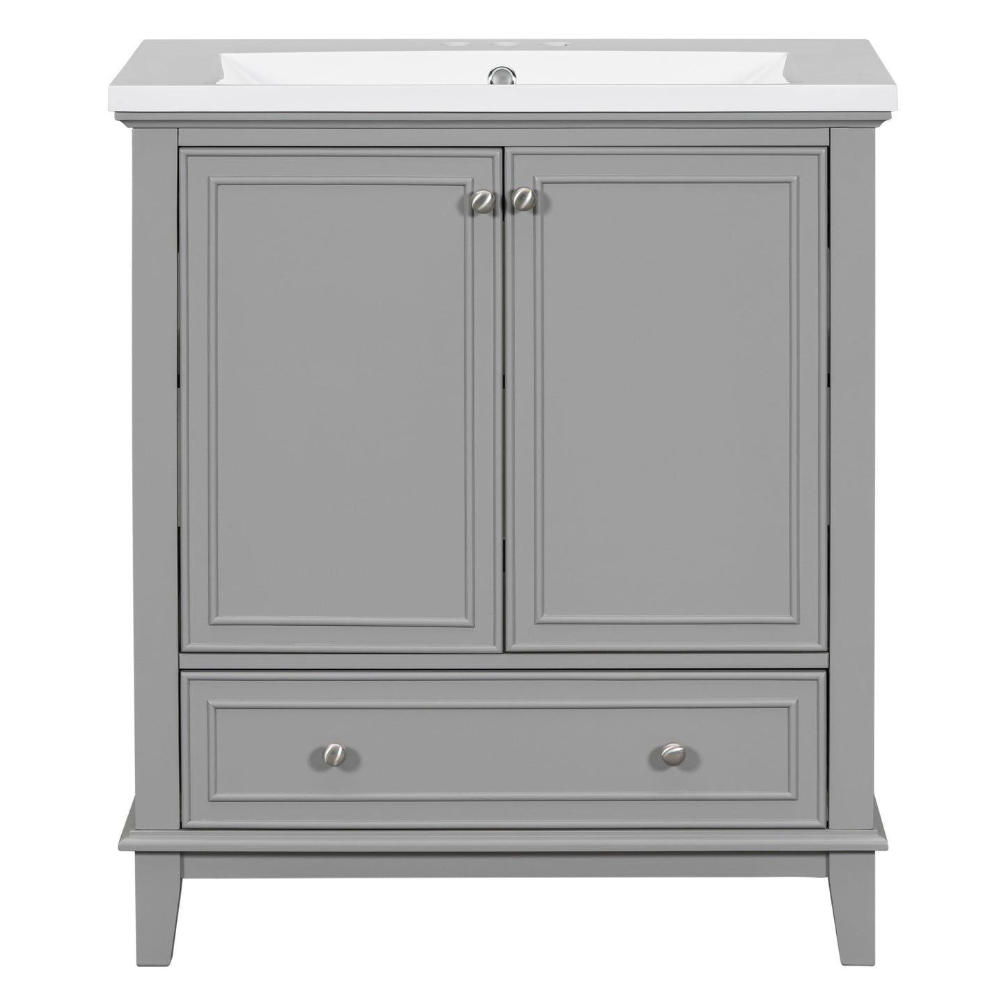 30inchgrey Bathroom Vanity with Sink ComboMulti-functional Bathroom Cabinet with Doors and Drawer Solid Frame and MDF Board
