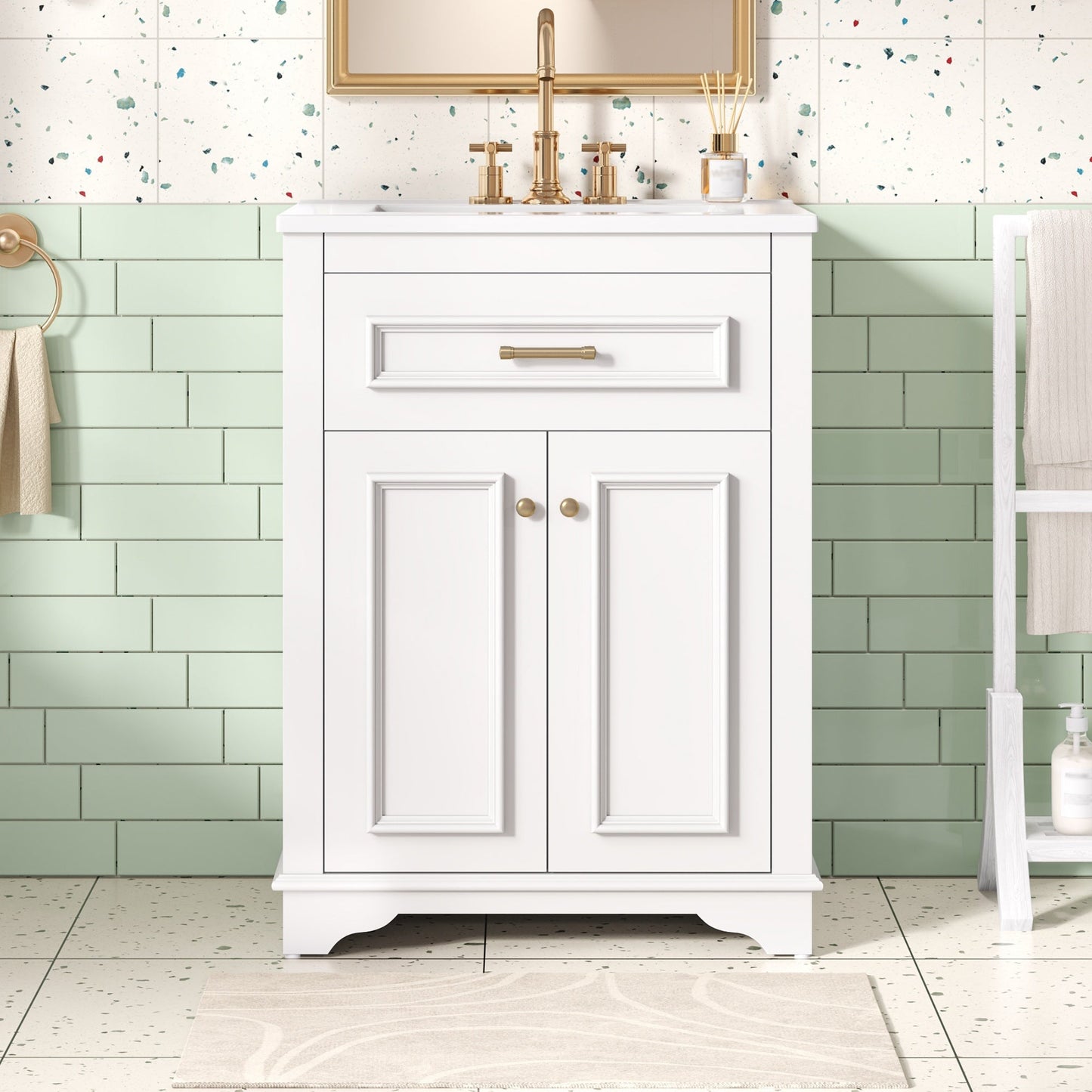 24" Bathroom Vanity with Integrated Ceramic Sink
