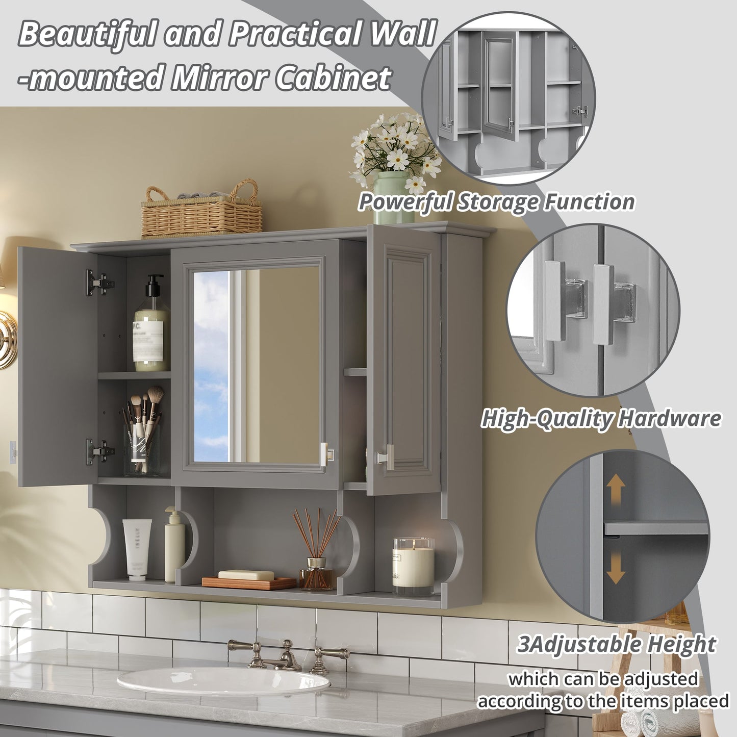 35'' x 28'' Wall Mounted Bathroom Medicine Cabinet