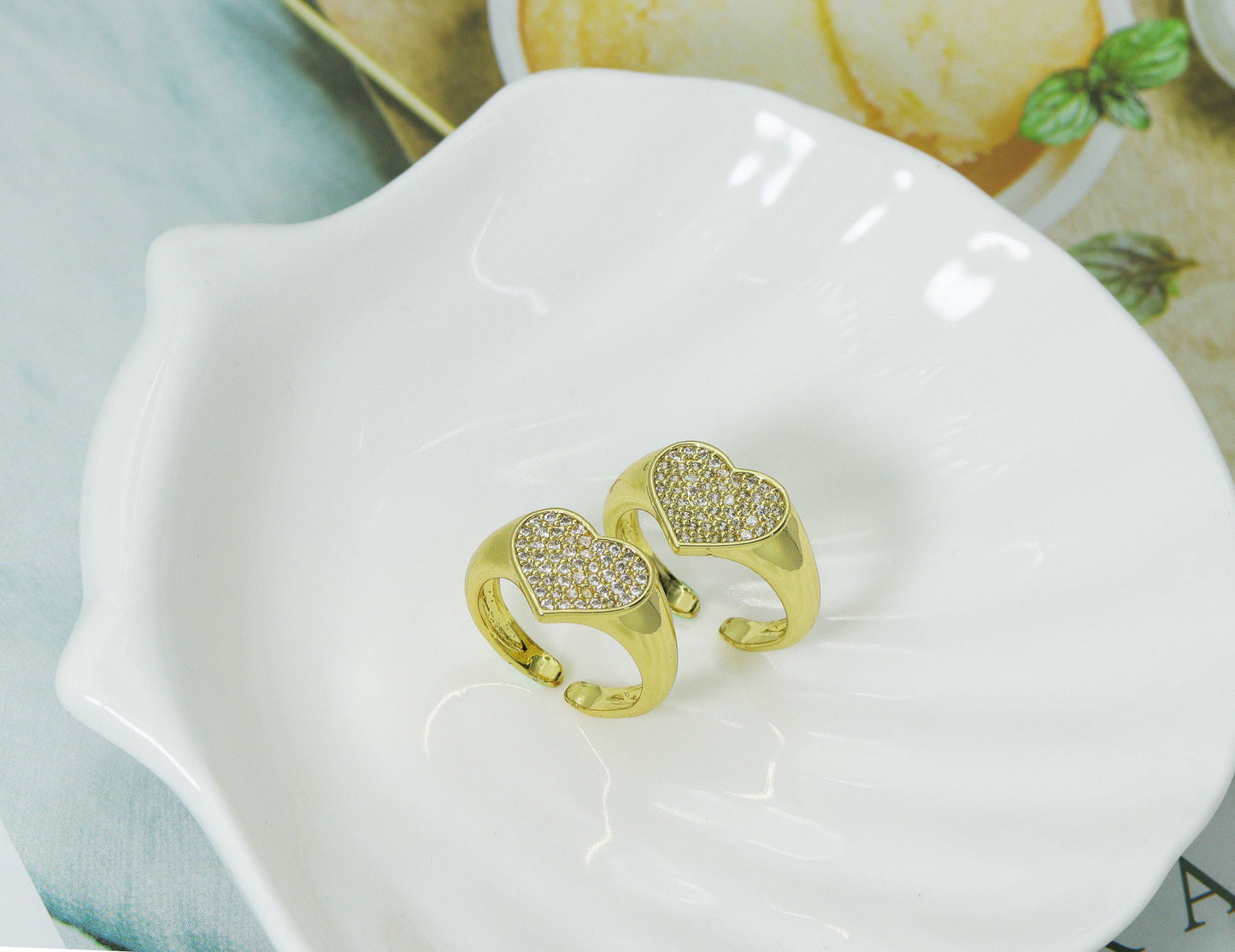 CZ Heart Adjustable Ring, Sku#O90