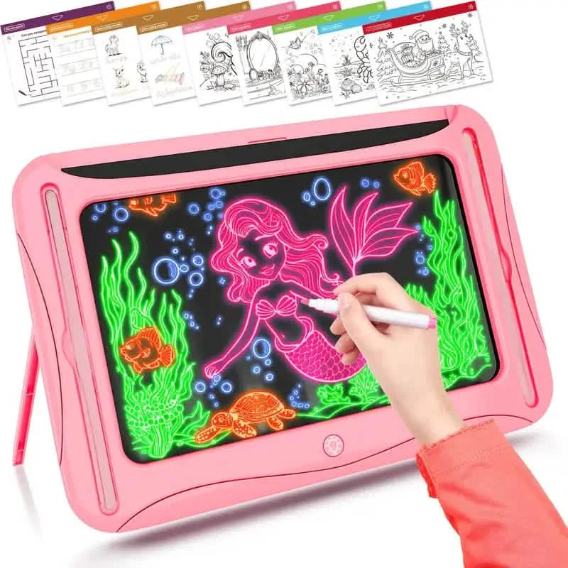 LED Light-Up Doodle Board – 9 Double-Sided Cards with Markers, Art Toy for Kids 3-8