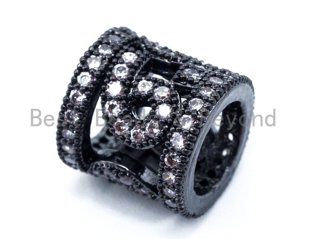 CZ Micro Pave Big Hole Cylinder Spacer Beads, Large Hole Pave beads, Cubic Zirconia Tube Spacer Beads, 10mm, sku#C17