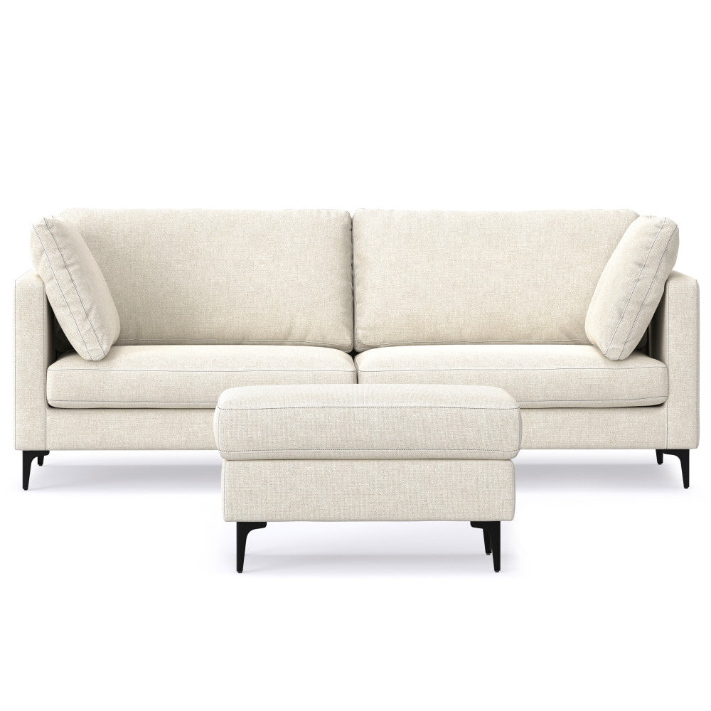 Ava 90 Inch Mid Century Sofa with Ottoman Set
