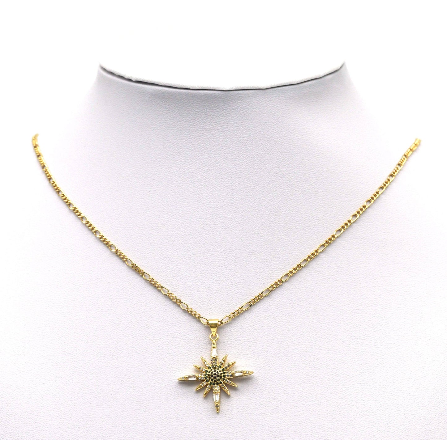 Gold Green CZ North Star Charm, Sku#LK661