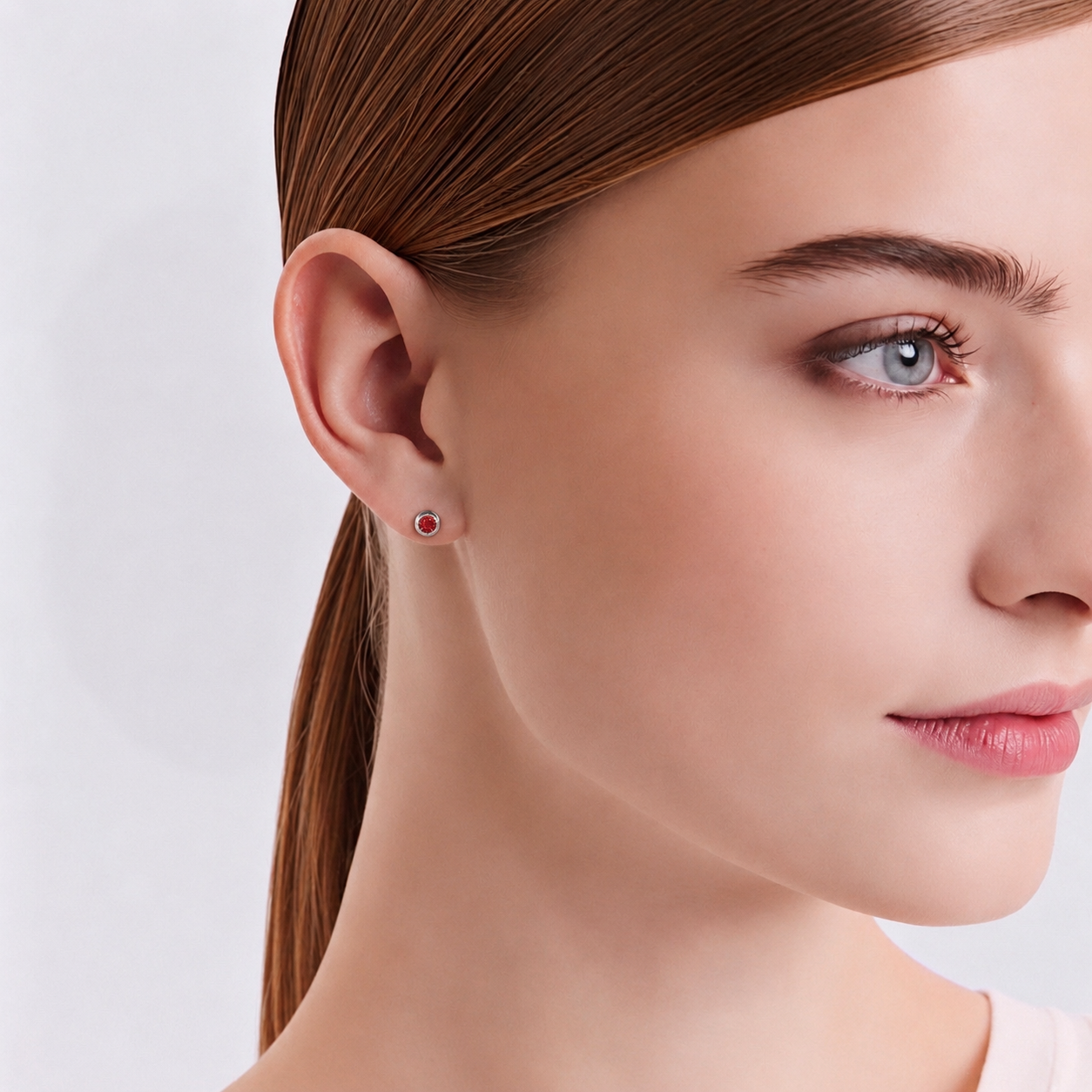 ER002WR B.Tiff .05ct Red Pavé Solitaire Stud Earrings
