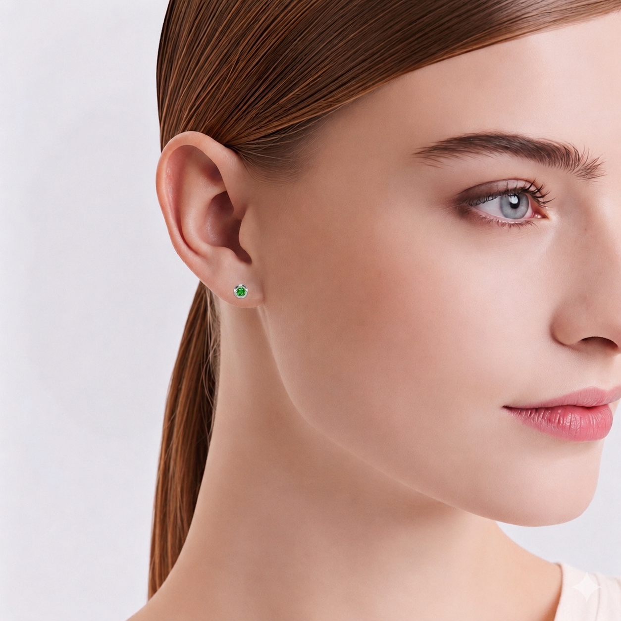 ER002WGR B.Tiff .05ct Green Pavé Solitaire Stud Earrings