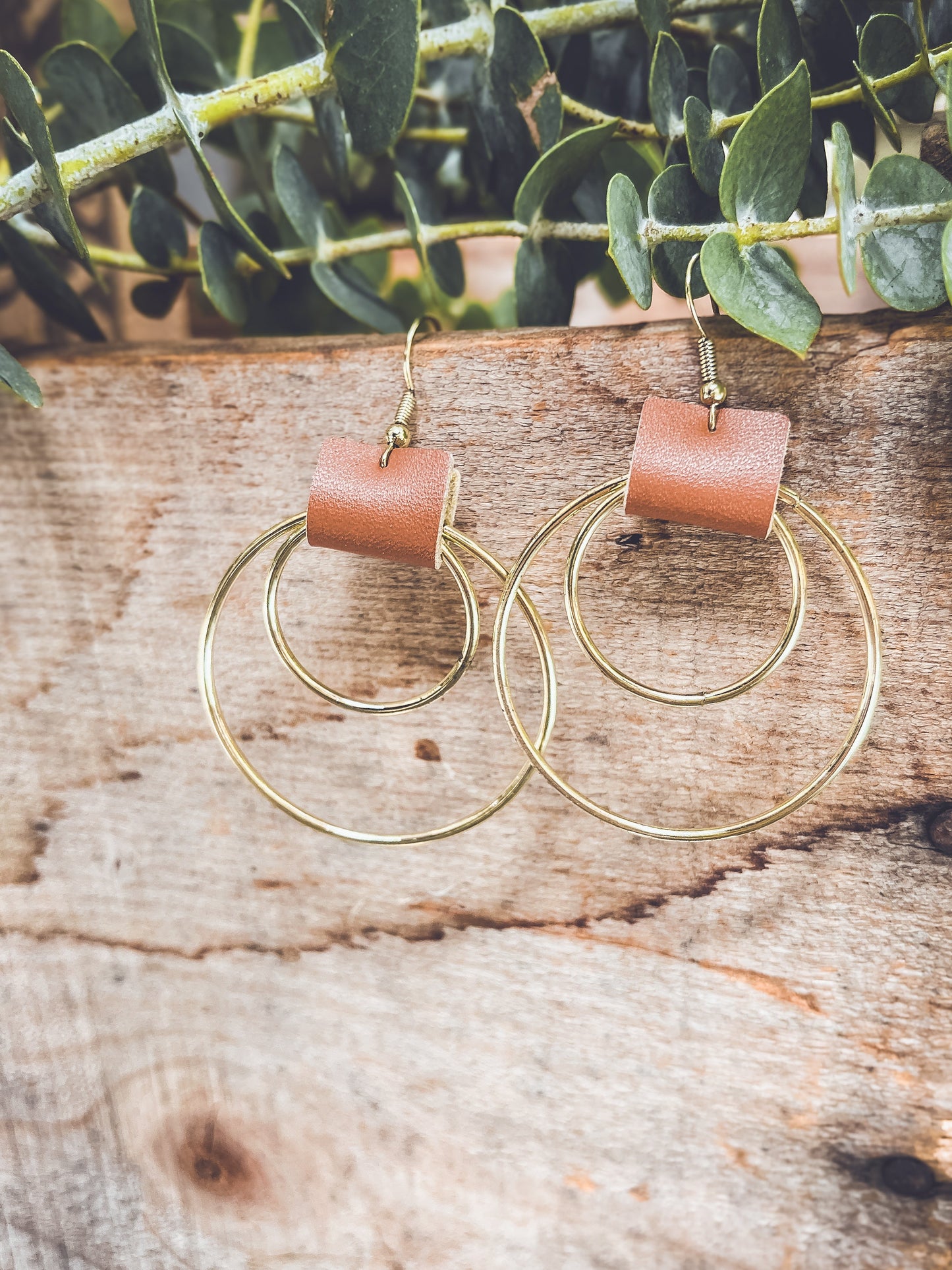 Beautiful Leather Hoop Earrings- Gold or Silver