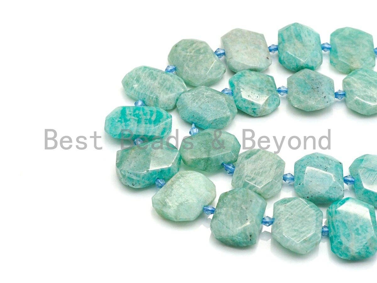 High Quality Natural Amazonite Rectangle Faceted Beads, SKU#U660C