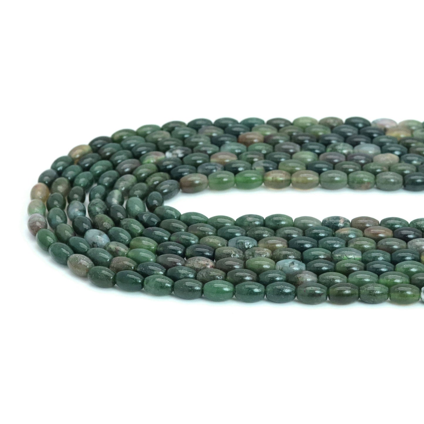 6x9mm Genuine Moss Agate Smooth Drum Shape Beads, Sku#U2007