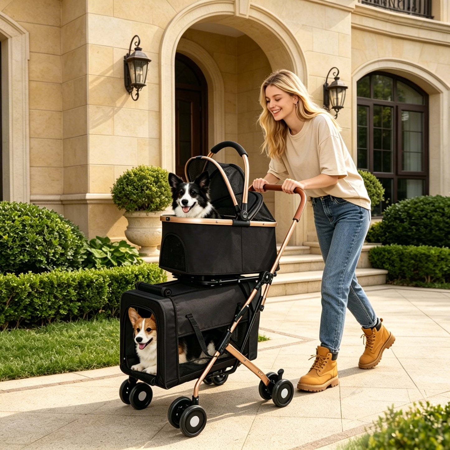 Double Pet Stroller for Dogs and Cats