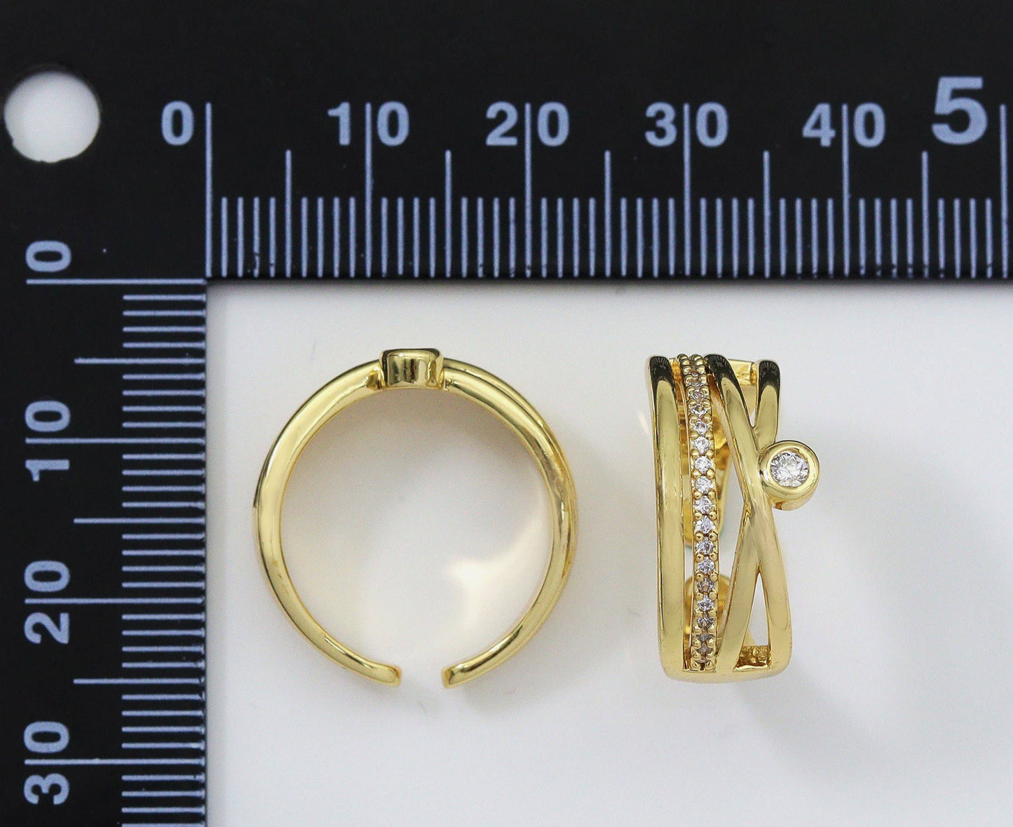 CZ Cross Adjustable Ring, Sku#LD255