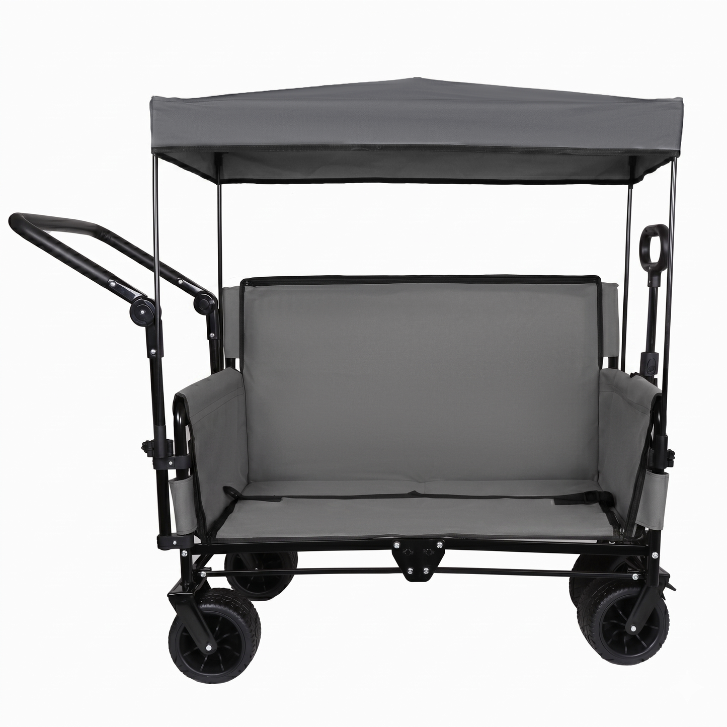 3-in-1 Folding Wagon Cart with Bench Seat & Canopy