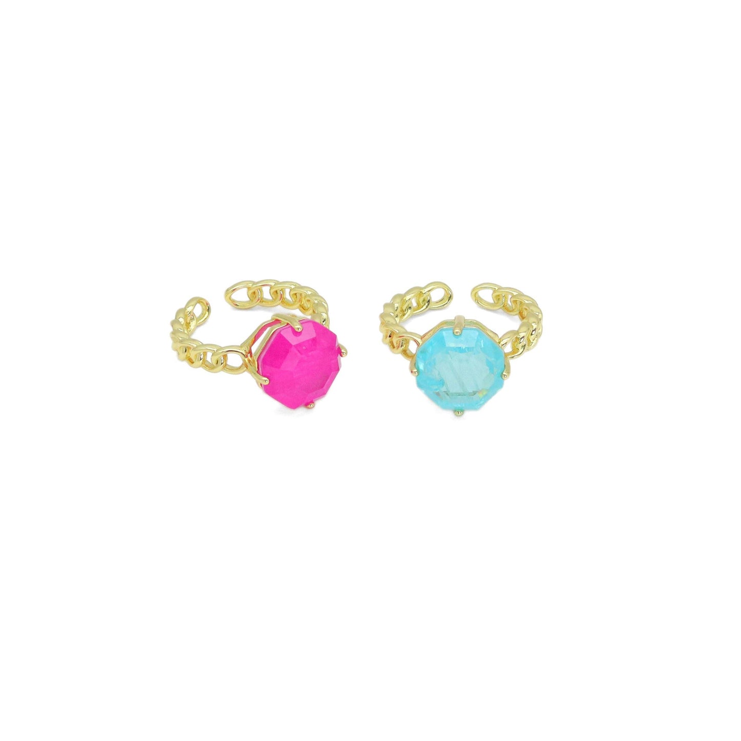 Big Pink Blue Stone Adjustable Ring, Sku#LX485C