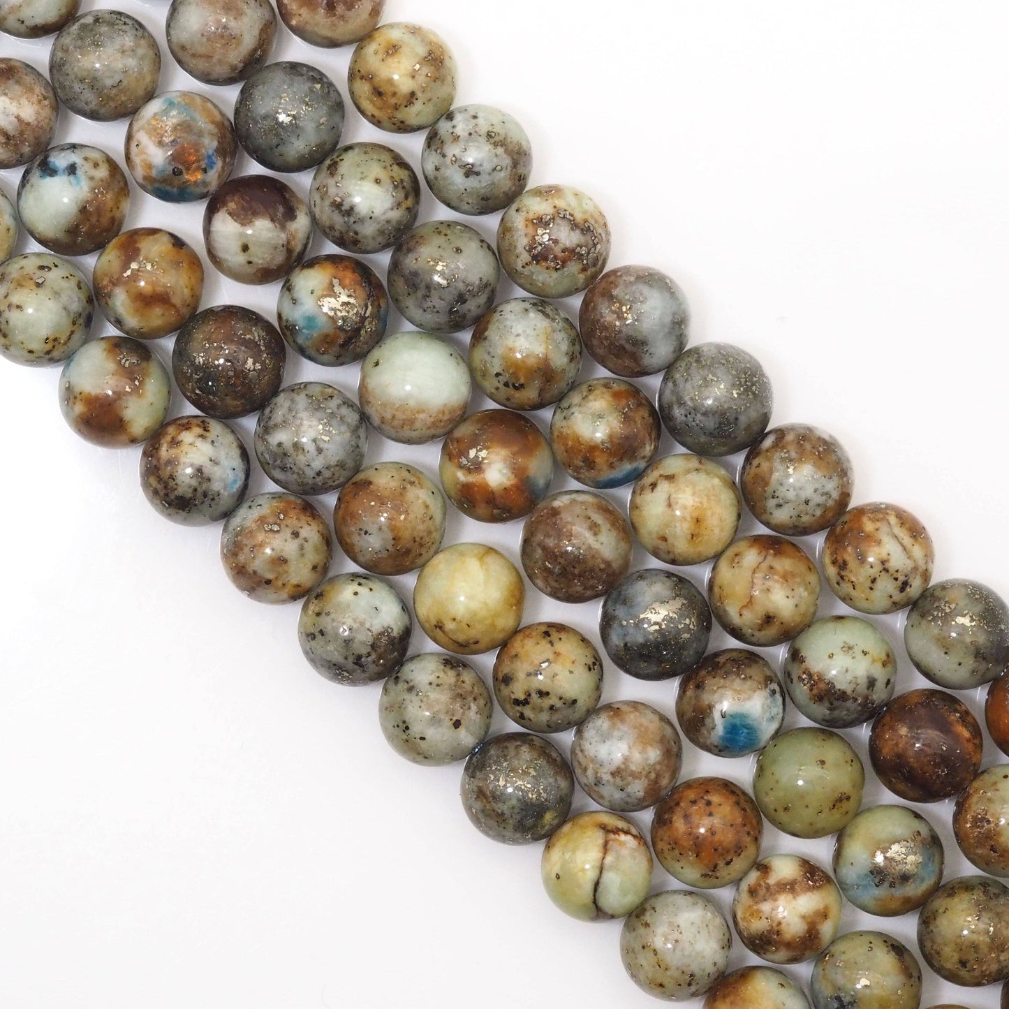 Genuine Brown Blue Azurite, 8m/10mm Round Smooth Beads, Sku#U1625