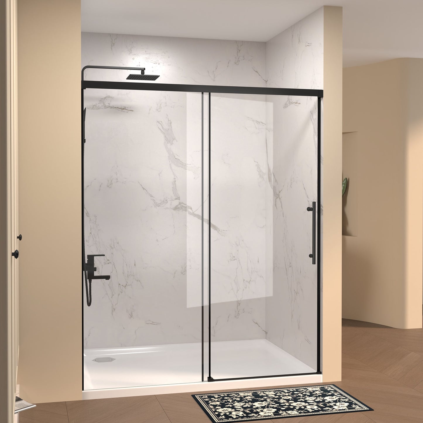 48" W × 72" H Single Sliding Shower Door