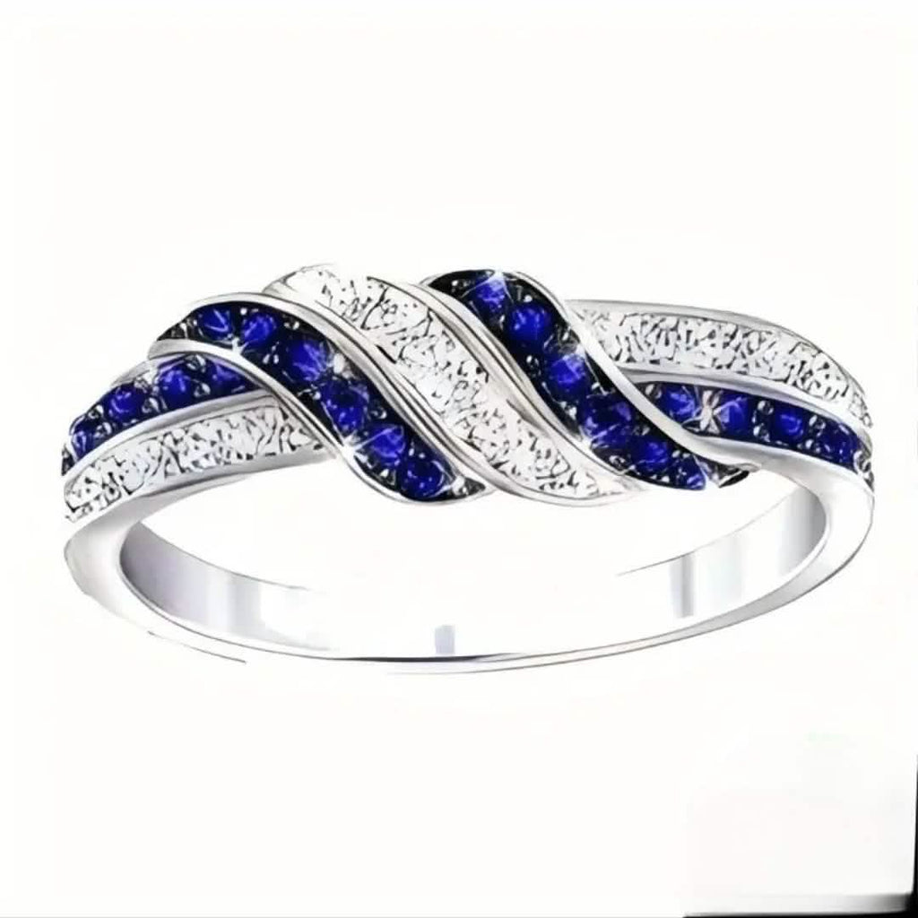 Bague Infinity Love en oxyde de zirconium bleu scintillant – Argent sterling 925