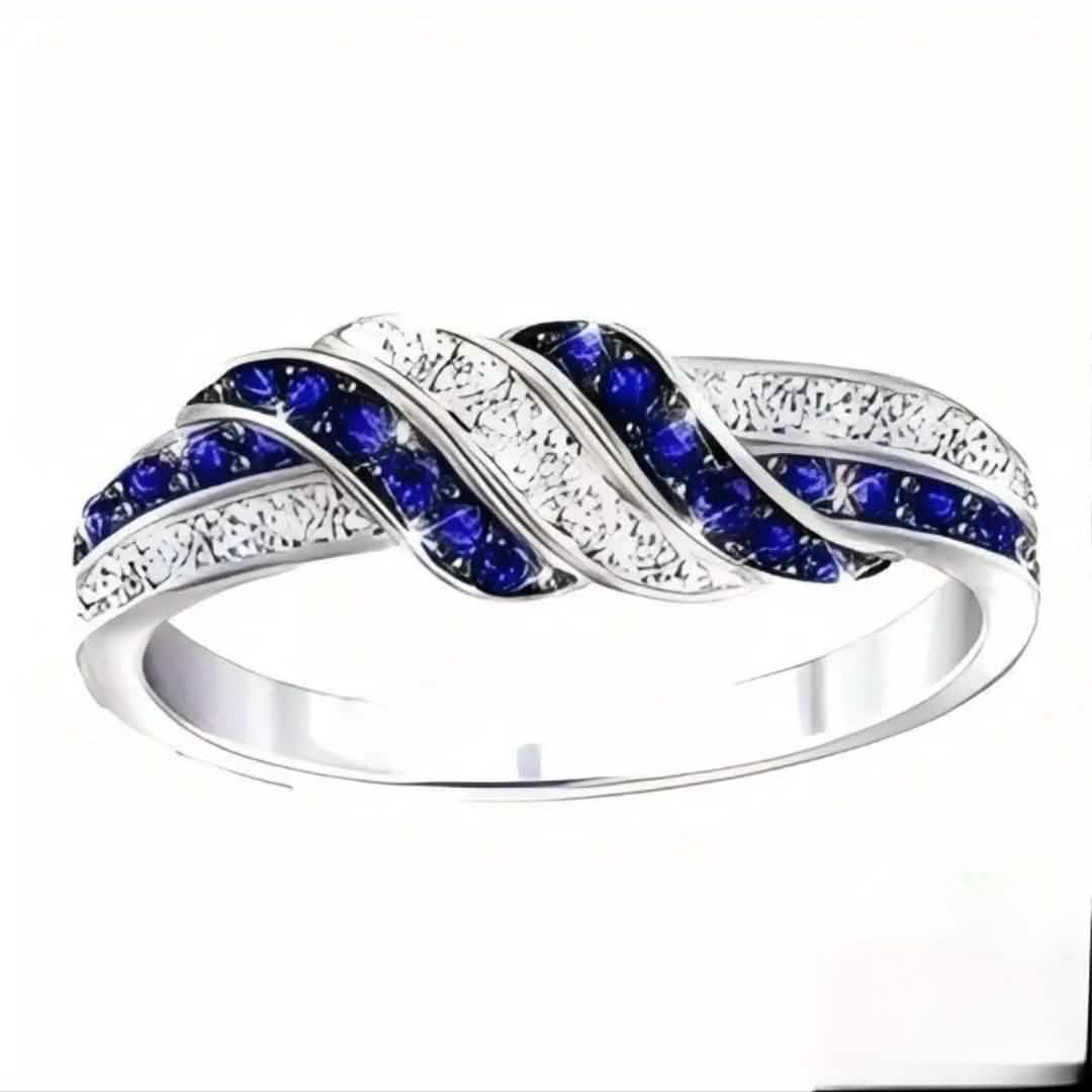 Bague Infinity Love en oxyde de zirconium bleu scintillant – Argent sterling 925