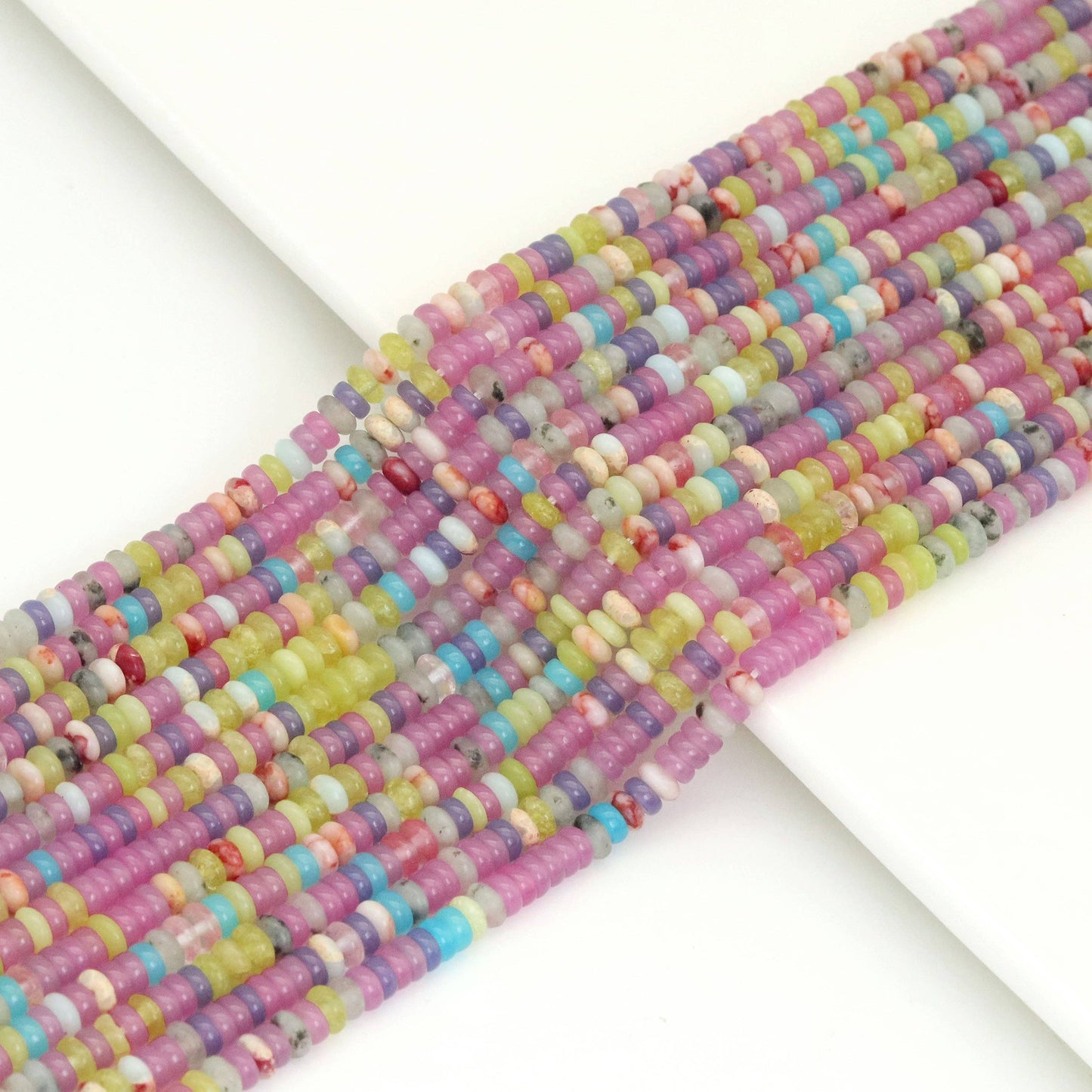 2x4mm Rondelle Smooth Colorful Agate beads, Sku#U1952c