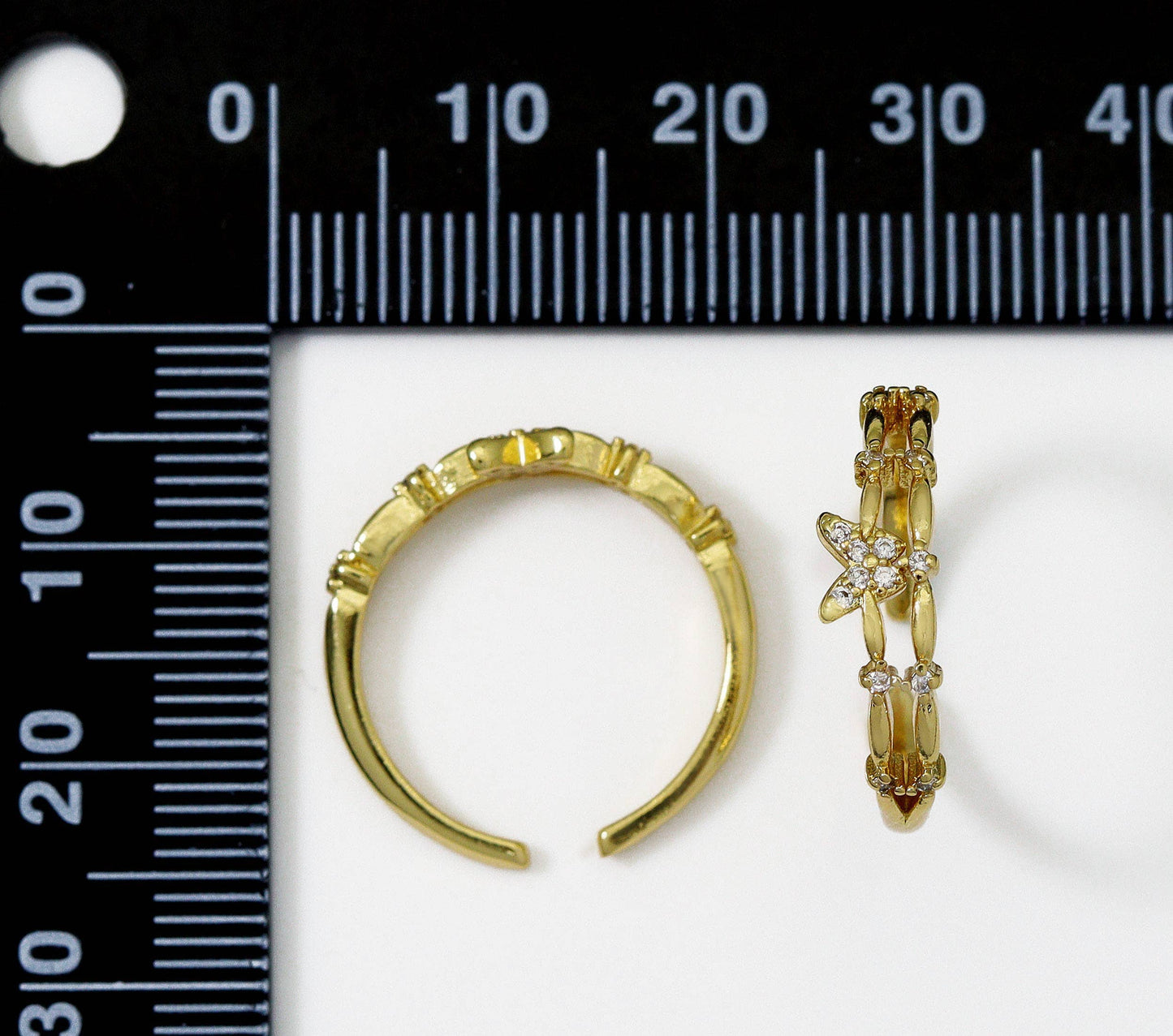 Clear CZ Gold Butterfly Thin Stackable Ring, Sku#LK738