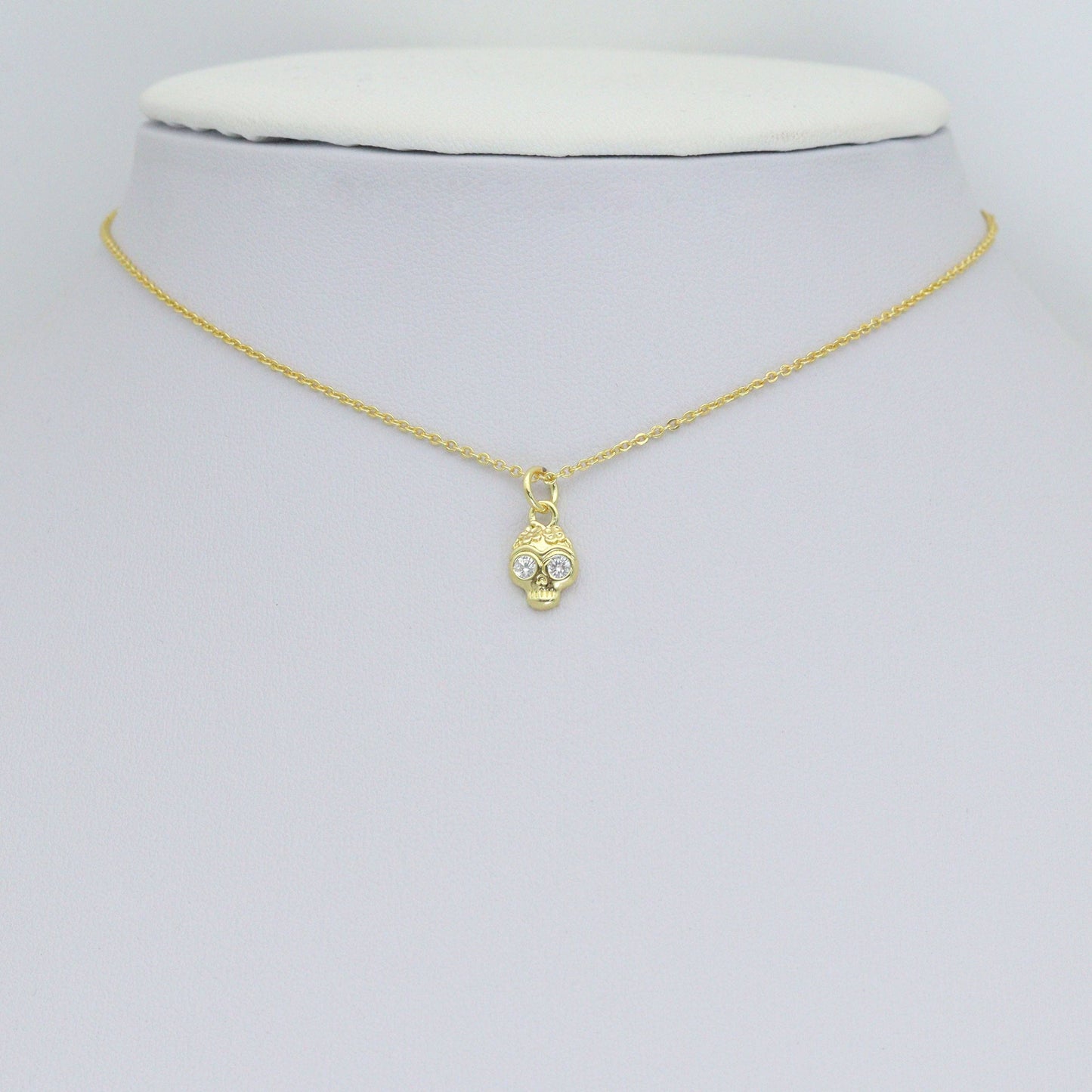 Cute CZ Skull Head Charm Pendant, Sku#LK1155