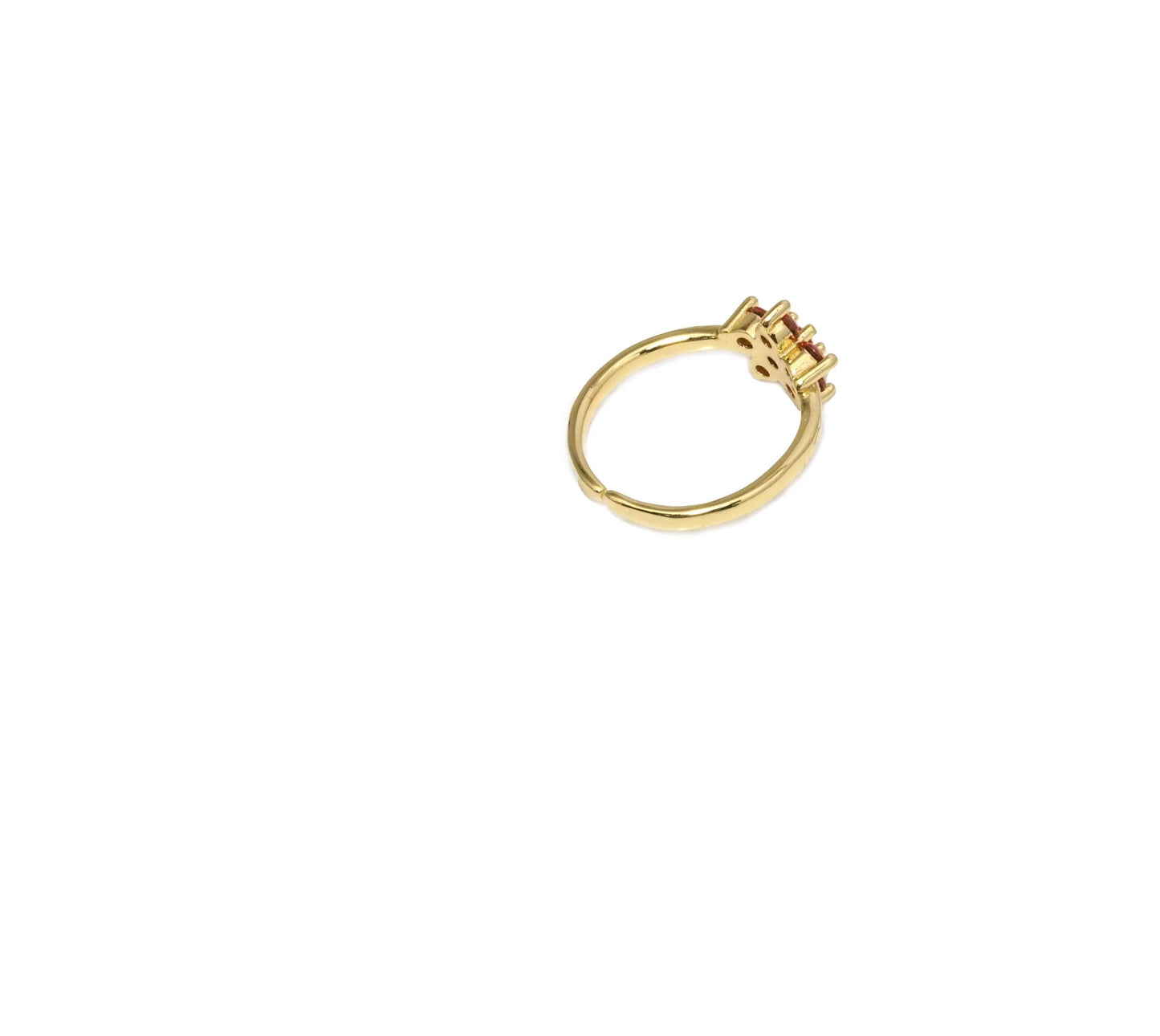 Gold Colorful CZ Flower Adjustable Ring, Sku#JL180