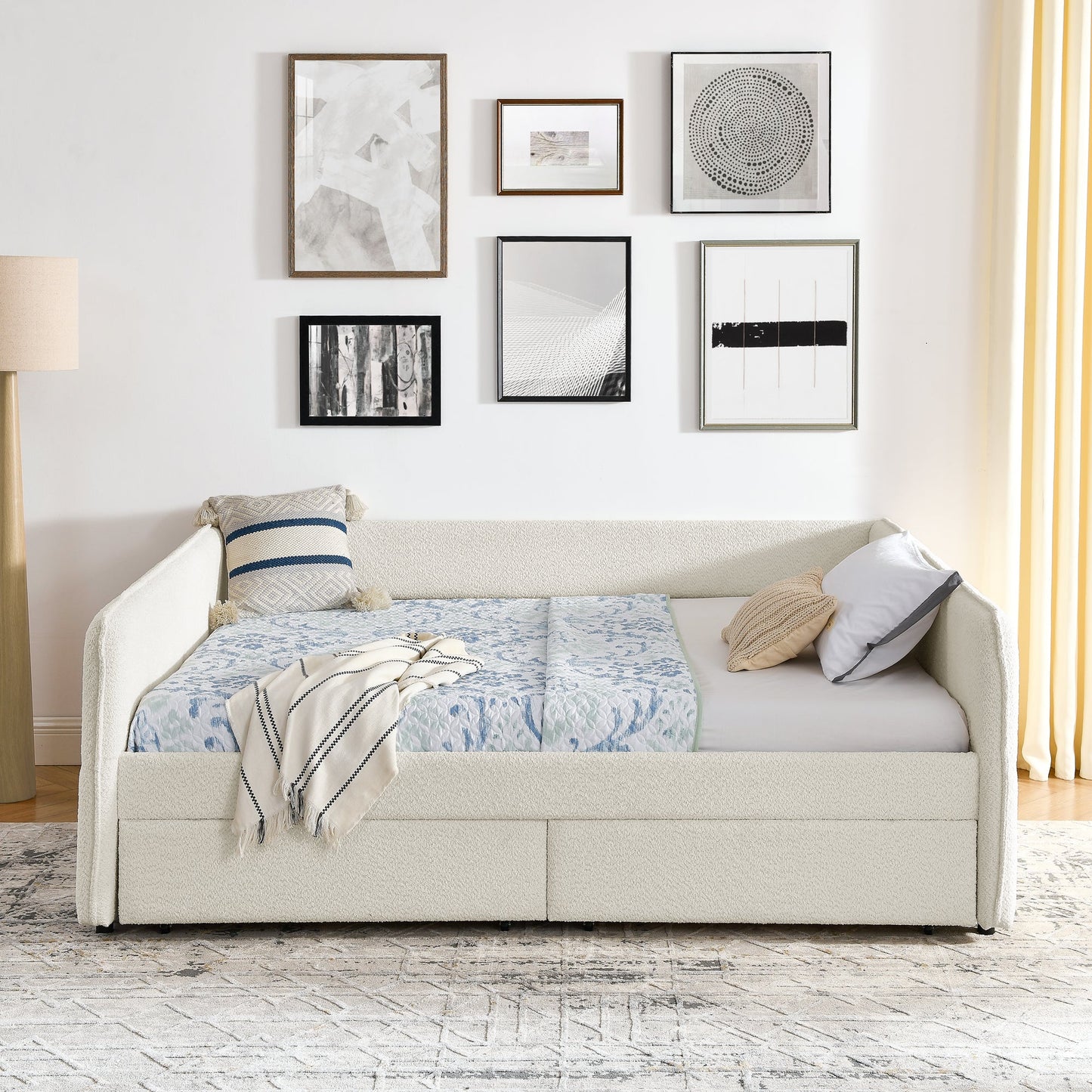 Daybed with Trundle Upholstered Tufted Sofa Bed