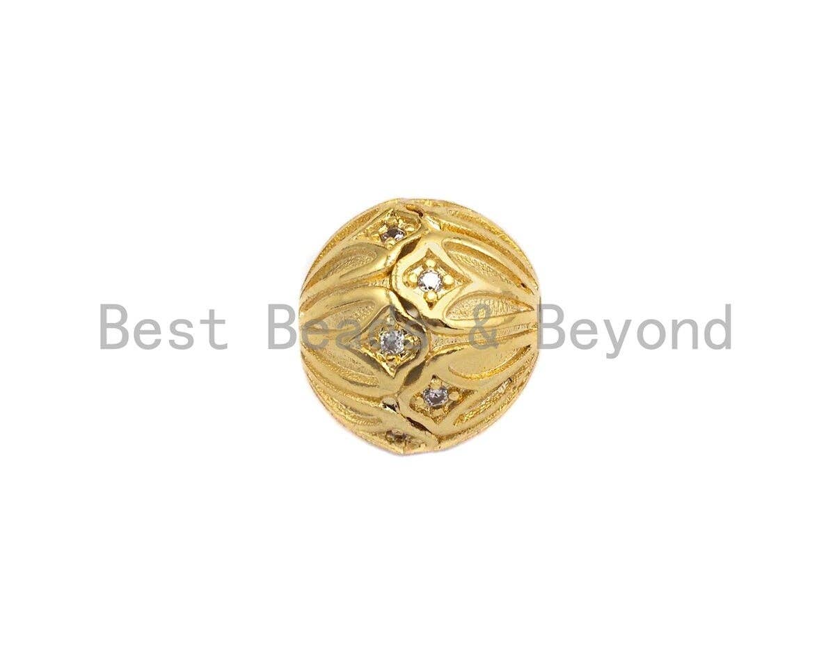 CZ Micro Pave Round Flower Patten Spacer Beads,sku#X114