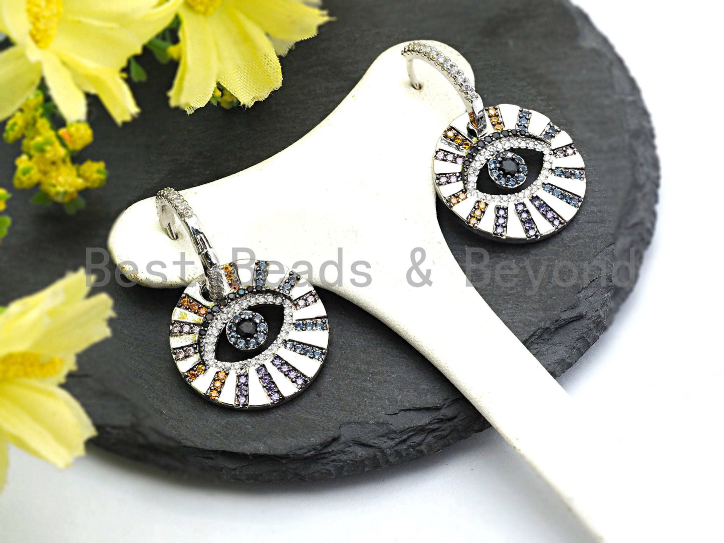 CZ Evil Eye Dangle Earrings, Sku#J58