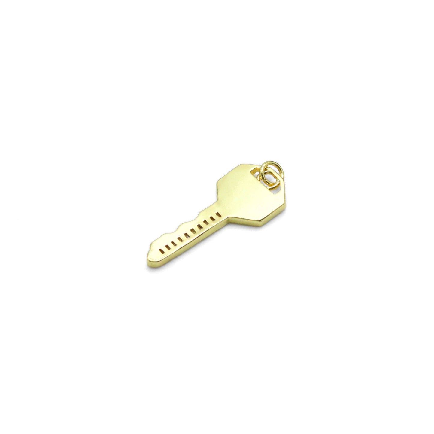 CZ Pave Mother of Pearl Key Charm Pendant, Sku#LK956