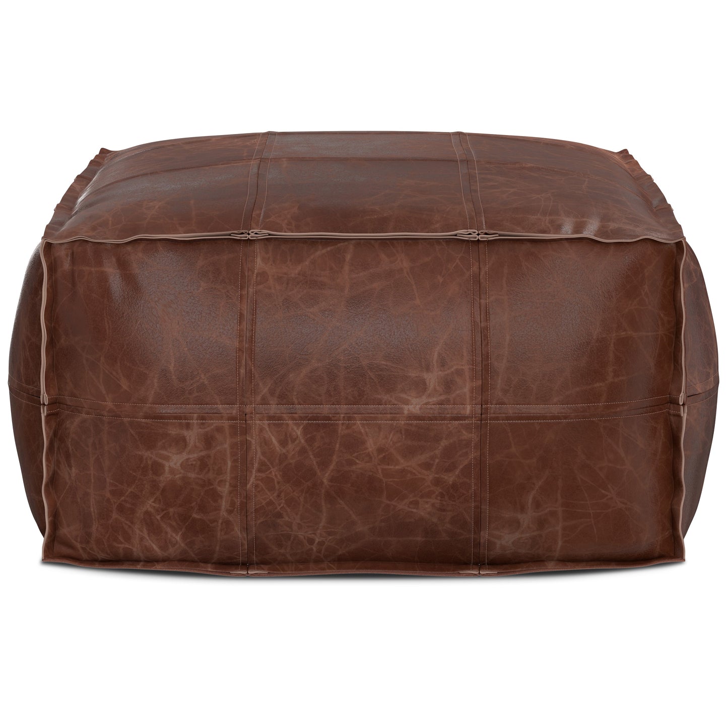 Sheffield 26 Inch Wide Square Coffee Table Pouf in Distressed