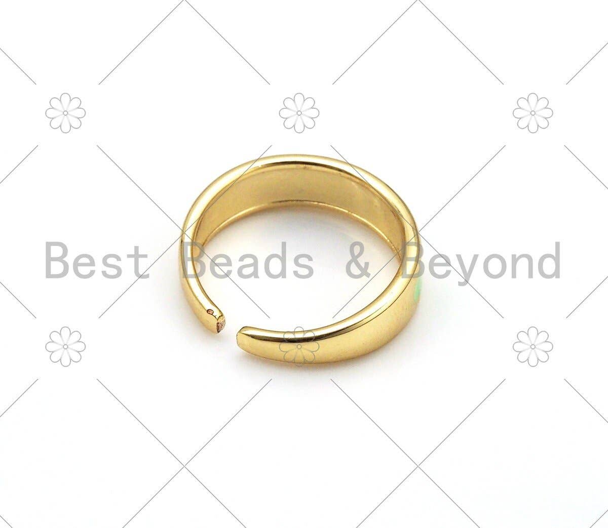 Colorful Enamel Hamsa Hand Adjustable Ring, Sku#LD151