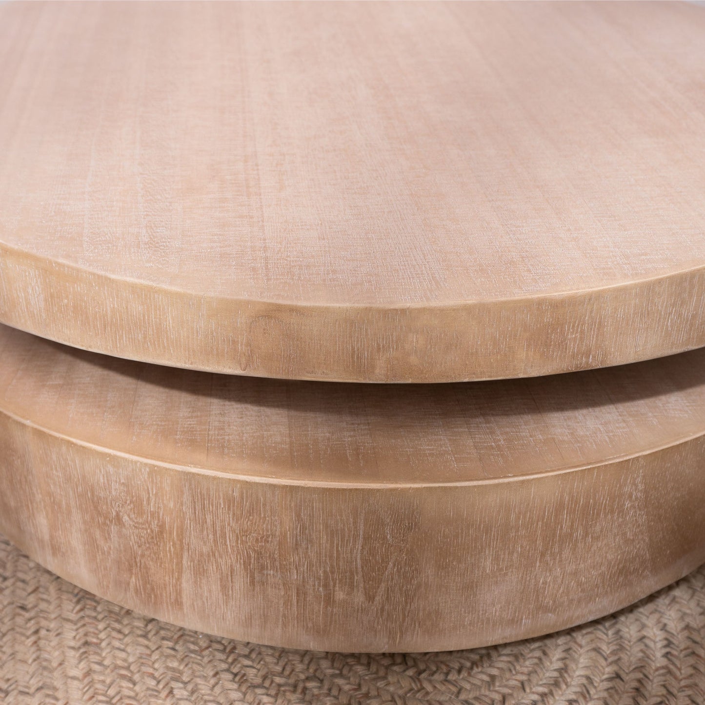 Modern Round Wood Coffee Table – 31.3"