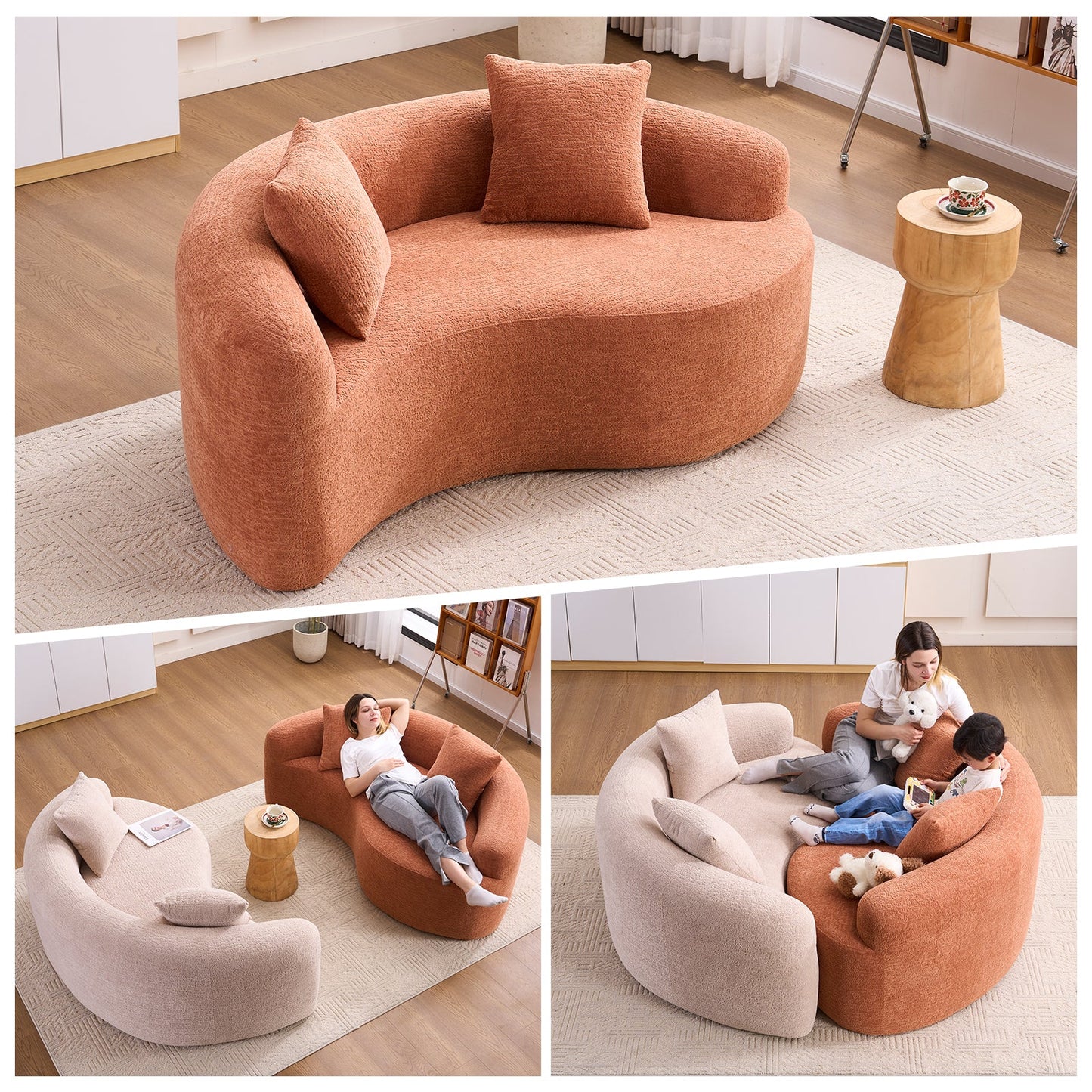 LY-042 S-Curved Chenille Sectional Sofa