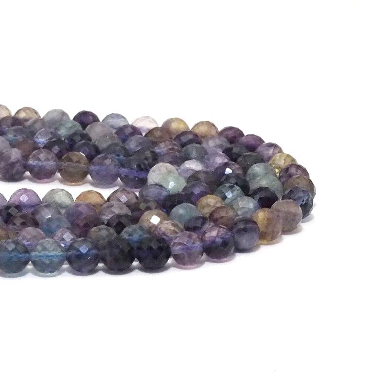 Genuine Colorful Fluorite Round Faceted Beads, 8mm, Sku#U1515