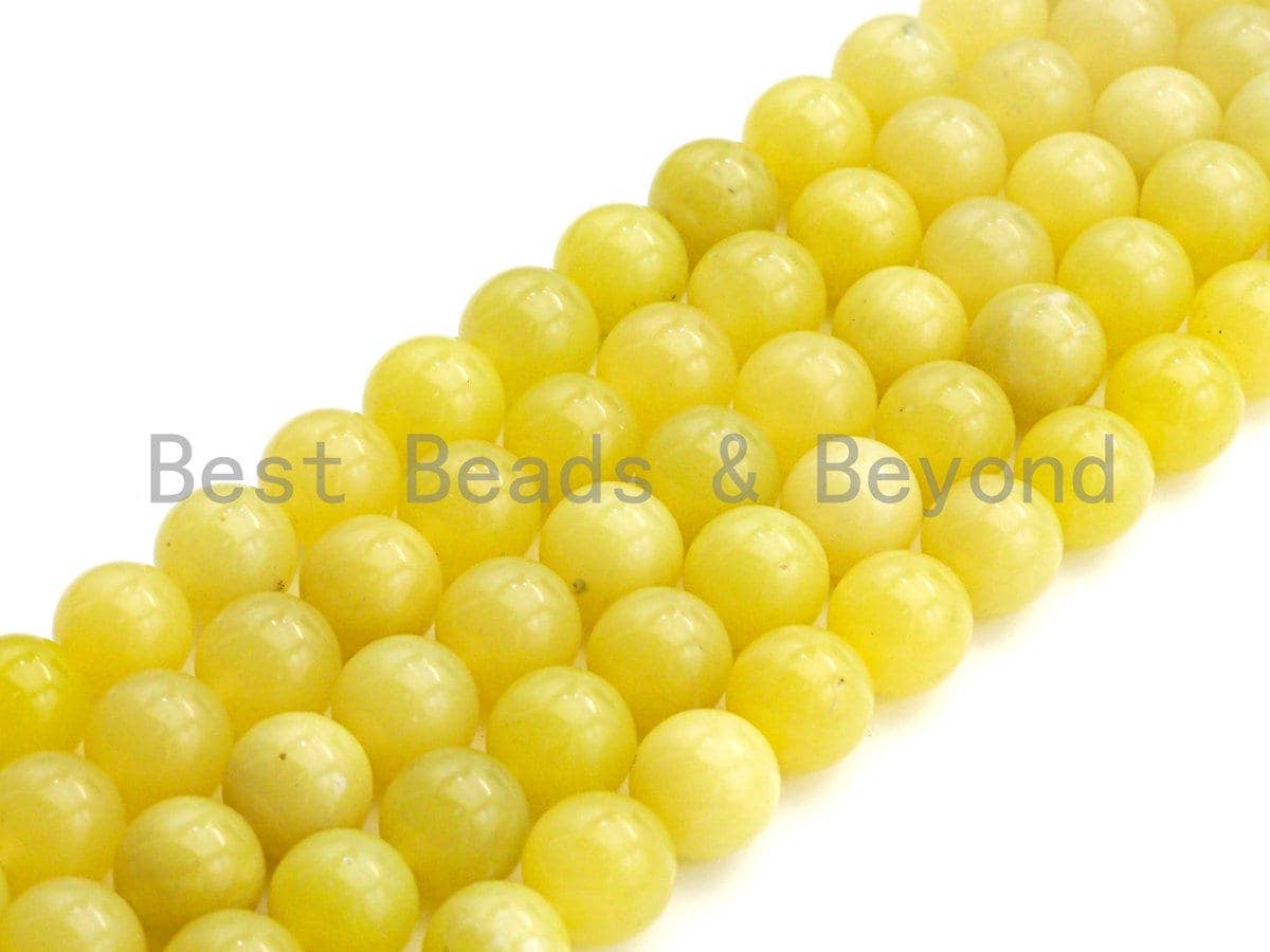 Natural Lemon Jade Round Smooth Beads, Sku#U642